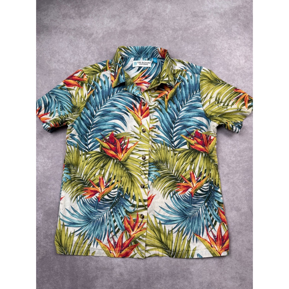 Tori Richard Uniforms‎ Women S Tropical Bird of Paradise Palm Hawaiian Shirt